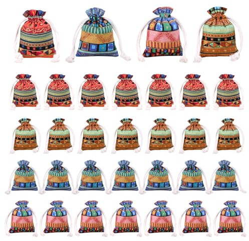 28 bolsas pequeñas de cuerda de algodón, bolsas de yute, bolsas de lino, bolsas de tela, bolsas de regalo, bolsas de tela con cordón, bolsas para joyas, regalos y bolsas (10 x 14 cm)