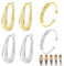 BMHNQ 2 Paar Lymphflüssigkeit Ohrringe und 2 Anxiety Ring Akupressur Ohrringe Magnet Ohrringe Zum Magnetische Ohrringe Zum Magnet Ohrringe (Silber,Gold)