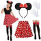 Meanju Déguisement Souris Pour Femme Avec Bandeau à Paillettes Blanches + Jupe Plissée + Bas Au-dessus du Genou + Gants Pour Fête Costumée, Déguisement, Fête de Carnaval (S) Rouge