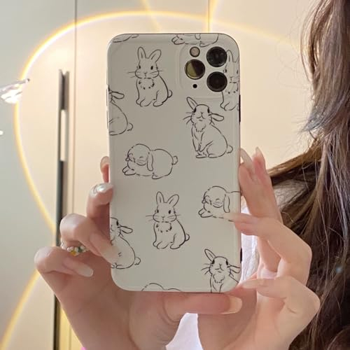 JiuWang Hülle für iPhone 12 mit Motiv Kaninchen, Weiche TPU Handyhülle Phone Case Design Aesthetic Muster Cute Kawaii Süß für Frauen Mädchen