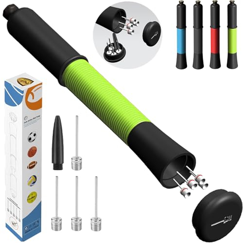 Ballpumpe mit Nadelaufbewahrung (Niemals die Nadel verlieren) Basketballpumpe mit 5/10 Nadeln und ausziehbarem Kabel für Fußball, Basketball, Volleyball, Rugby Ball - Großartig für alle Bälle