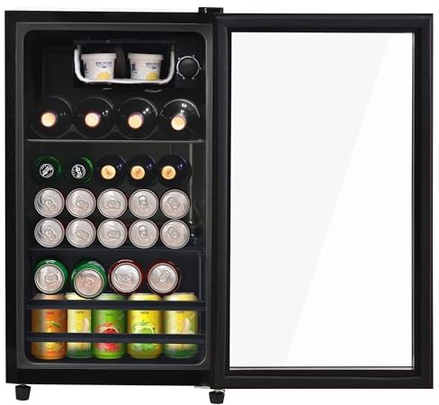 Merax 76L Kühlschrank einbaukühlschrank kühlschrank klein refrigerator Geräuscharmer Betrieb,Kompressorkühlsystem, energieeffizient,verstellbare Einlegeböden,blaue Innenbeleuchtung