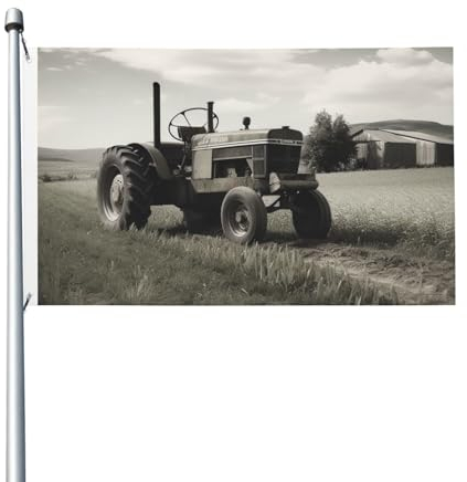 Flagge, 90 x 152 cm, doppelseitiger Druck, für drinnen und draußen, Banner, Urlaub, Gartenflagge, Traktor, Landwirtschaft, ruhig, Willkommensbanner für Garten, Haus, Hof, Rasen, Dekoration, Flaggen
