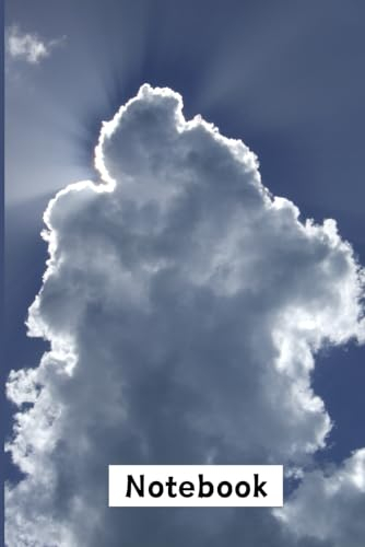 Notebook: Sun behind a white cloud in a blue sky. Notebook blanked lined journal
