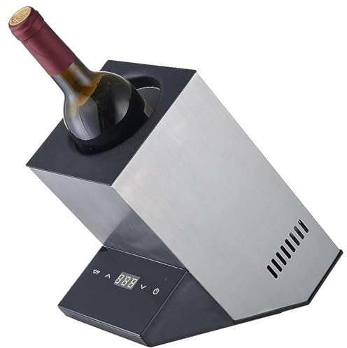 Refroidisseur de vin électrique, seau de refroidisseurs de vin pour 750 ml de vin rouge et blanc ou du champagne, refroidisseur de vin à une seule bouteille, caves à vins portables,Silver