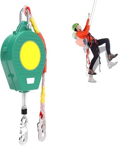 DFANCE Cavo Anticaduta Retrattile Dispositivo Autobloccante in Corda, Anticaduta di Tipo Retrattile Cordino di Sicurezza Anticaduta Cavo per Tetto Edilizia Industria,Caricare 330lb(Size:10m)