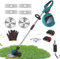 Calager Akku-Rasentrimmer,21V Gartentrimmer mit 2 Batterien,längenverstellbarer Teleskopstangen-Akku-Trimmer,handgeführter Grasschneider,elektrischer Rasentrimmer,Kantenschneider für Garten (Blau)