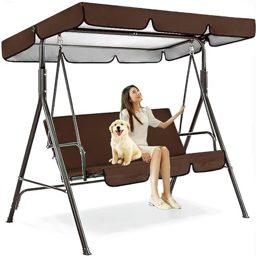 2-3-Sitzbezüge mit Schaukelüberdachung ohne Halterung Hollywoodschaukel Dachbezug und Ersatz-Schaukelsitzbezug Ersatzbezug für Schaukel,Sitzbezug Für Gartenschaukel(Size:Top cover-249x185x18cm/Base-15