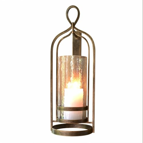 Loberon Wandkerzenhalter Biserre, Zeitlose Eleganz, Glas mit Gehämmerter Oberfläche, Hochwertiger Materialmix, Dekoration, Wohn-Accessoire, Eisen, antikgold/klar