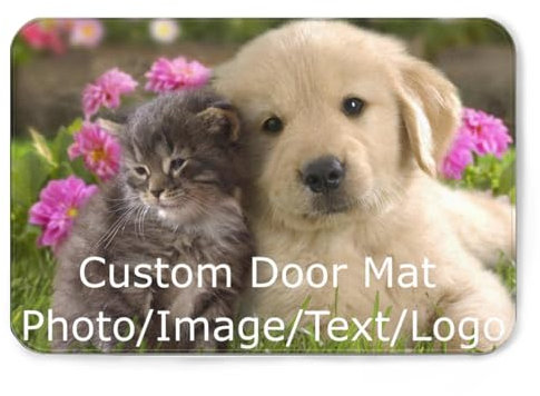 Generic Personalized Custom Door Mats For Front Door Welcome Doormat Photo Text Image Logo Non-Slip Outdoor Indoor Entrance Flannel Soft Washable Doormat Rug Carpet 40x60cm
