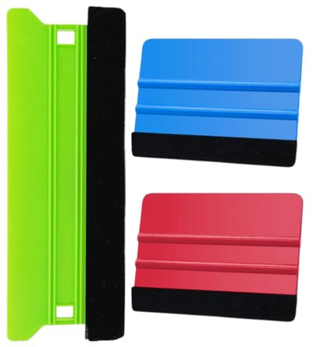 UEIOAVL Rakel 3-teiliges Folienrakel-Set, Folienrakel mit Filzkante, Kunststofffolienwerkzeug für Auto-Vinylfolie, Fensterfolie, getönte Folie