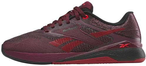 Reebok Nano X5 Sneakers for Women, Cross Training Gym Walking Shoes Women, Black Cherry/Black/Retro Red, 5 UK