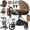 Aveainelle Kinderwagen 4 in 1, Faltbarer Kinderwagen Set, Bequemer Multifunktionaler Kombikinderwagen 4 in 1 Komplettset (H2 Khaki)