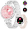 Montre Intelligente pour Femme avec écran Always-on Bluetooth Appels 100 + Sport Rond Argent Acier Inoxydable Diamant Montre Connectée Femme Moniteur de fréquence Cardiaque Moniteur de Sommeil