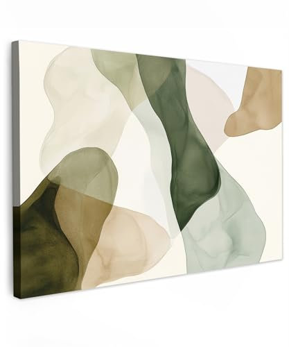 MuchoWow© Impression sur Toile Decoration Murale Peinture 120x80 cm Tableaux Decoratifs Muraux Déco Chambre Tableau Salon Japandi - Abstrait - Vert