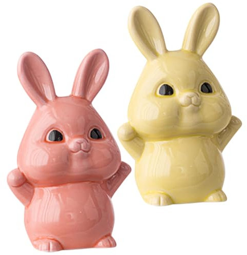 Holibanna 2stücke Keramik-kaninchenstatuen Tischdeko Kaninchenfigur Mit Tierkreiszeichen Dekoration Haustier Kaninchen Modellierung Für Zuhause Und Büro