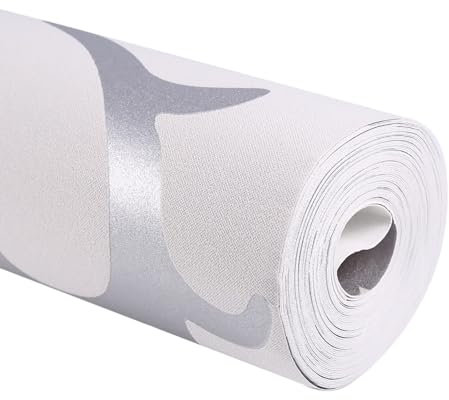 Tomvorks Schallabsorbierende, Thermische Isolierung, Antistatik -Tapete mit Nicht Gewohntem Silber, 10 M X 0, Barockstil, für DIY -Dekoration, mit Wunderschönem Muster, 5 Quadrate,