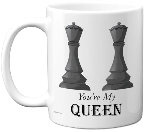 Stuff4 Hochzeitstasse, Geschenk für Frauen, Meine Königin, Happy Wedding Anniversary Tassen, Geschenke für Ehefrau, Freundin, 325 ml, Premium-Keramik-Kaffeetasse zum Valentinstag