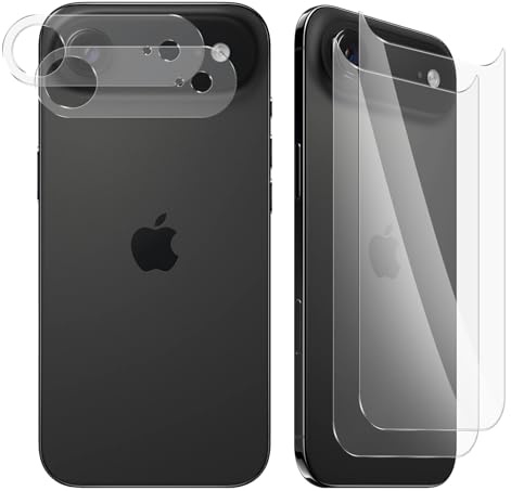 HeeYeal Rückseite Schutzfolie für iPhone 17 Air Panzer Schutz Glas | mit Kameraschutz, [2 + 2 Stück] 9H Härte Bruchsicher Anti-Kratzer, HD-Klar Hinten Displayschutzfolie für iPhone 17 Air