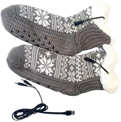 Beheizte Füße für Männer und Frauen, beheizte Socken mit USB Schneeflockenmotiv für Ski und Wintersport – angenehme Wärme an den Füßen bei kaltem Wetter | Für Wandern, Skifahren, Angeln, Fahrrad M