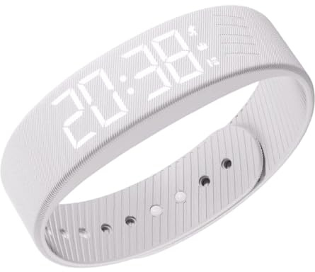 Vibrierender Armbanduhr | Intelligente Digitaluhr mit Schrittzähler - Umfang 12-19 cm IP65 Wasserdicht LED-Display Leise Uhr Vibrationsalarm Wecker für Erwachsene Jugendliche, weiß, riferimento alla
