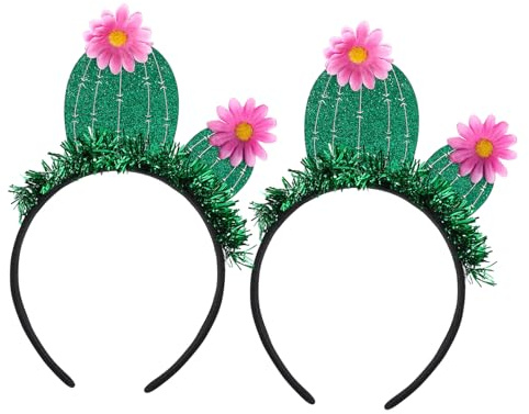 BIUDECO 2pcs Cactus Headband Tassel Hairband Material for Girls Beach Party Festive Occasion