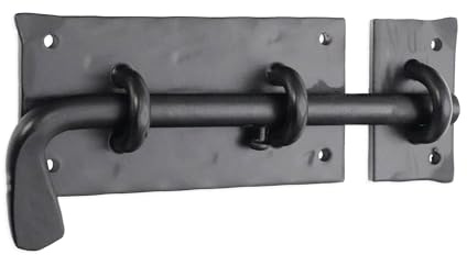 Infinity Decor Loquet de porte robuste en fer forgé à la main noir mat - Petit verrou coulissant - Design vintage ancien - Loquet de porte sécurisé pour placard de cuisine