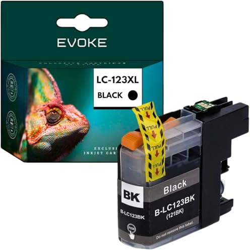 EVOKE LC123 Tinte kompatibel zu Brother DCP-J132W DCP-J152W DCP-J552DW DCP-J752DW Schwarz (Black) 630 Seiten 20 ml