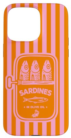 Boîte à Sardines Vintage Rose Orange rayée esthétique été Coque pour iPhone 15 Pro Max