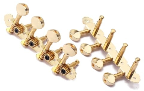 Golden Mandolin Guitar Machine Heads 4l4r Tuner Set with Screws | Iron and Copper Build, Ferrules Included, 25mm Peg Spacing, for Mandolin and 8 String Guitar