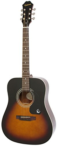 Epiphone DR-100 Dreadnaught Akustik-Gitarre (Vintage Sunburst Lack, Mahagoni Korpus, Ausgewählte Fichtendecke, 25.5 Mensur, Palisander Griffbrett)