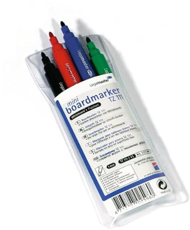 Legamaster 7-111194 Boardmarker TZ 111, Mini-Marker. sehr dünne Strichbreite von ca. 1 mm, 4er Set, 4-farbig sortiert