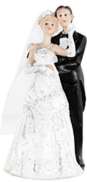 PartyDeco - Tortendekoration Brautpaar Umarmung, Cake Topper Hochzeit Design, Farbe Weiß und Schwarz, PF15