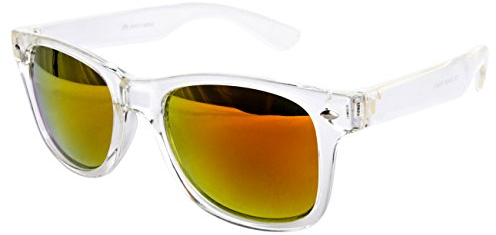 Ciffre Sonnenbrille Nerdbrille Nerd Retro Look Brille Pilotenbrille Vintage Look - ca. 80 verschiedene Modelle Weiß Bunt Verspiegelt Transparent