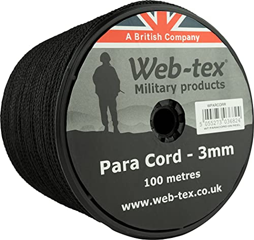 Web-tex - Rouleau de paracorde - 100 mètres/Ø 3 mm - Noir