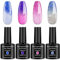 Senvenski Colour Changing Gel Nail Polish Kit, UV/LED Thermal Temperature Nail Art Set with Blue Pink Purple Glitter Colours | Manicure Gift Kit for Women, Professional Salon Home Use (WB001)