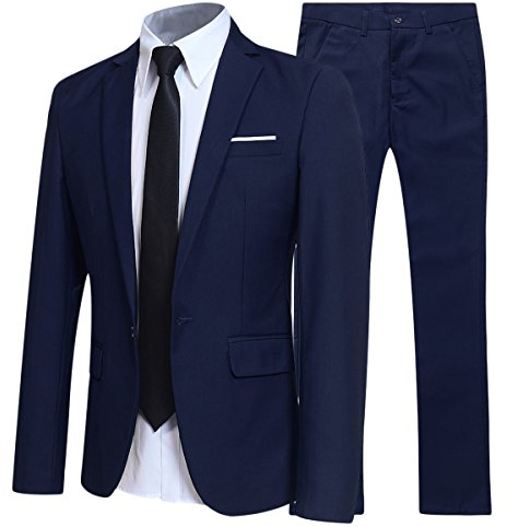 Allthemen Anzug Herren Anzüge Slim Fit 2 Teilig Business Herrenanzug Sakko Hose Marineblau L