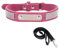 Hundehalsband Mit Namen Telefonnummer Hundemarke Adresse Individuell selbst Gestalten verstellbar Halsbänder Perlen diamanten Nieten Dog Collar Leder Design mit hundeleine als Weihnachten Geschenk