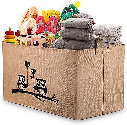 Gimars Cesto Contenitore per Giocattoli Organizer Scatola Porta Oggetti Versatile Senza Coperchio Misura Grande Fatto in Juta (26“ Toys) 66 * 38 * 38cm