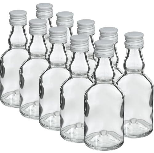 Kleine Glasflaschen, 40 ml, inkl. weißem Schraubdeckel, 10 Stück