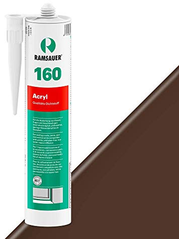 RAMSAUER 160 Acryl (Dunkelbraun) - 310ml Kartusche, Dichtstoff für Fugen & Anschlüsse, Fenster, Mauerwerk, Beton, Putz, Zement, Dach- & Fassade, Styroporplatten verkleben, spaltfüllend, überstreichbar