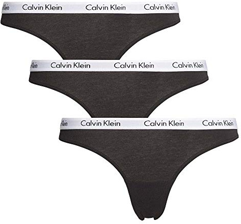 Calvin Klein Damen 3er Pack Strings Tangas, Schwarz (Black), M