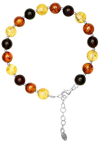 ANDANTE Premium Collection - Echter OSTSEE Bernstein Armband in 925 Sterling Silber - Längenverstellbar 19-21 cm - Zertifiziert - Gold des MEERES - Farbe KIRSCHE, COGNAC, ZITRONE