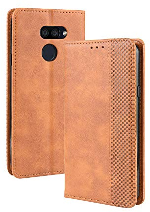 DEDUX Flip Hülle kompatibel mit LG K40S, Retro Leder Brieftasche Abdeckung Magnetverschluss Folio Ständer Kartensteckplätze Handyhülle, Braun