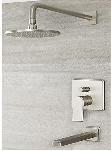 Milano Ashurst Manual Mixer Valve Round Shower Head Wall Mounted Bath Spout - Brushed Nickel