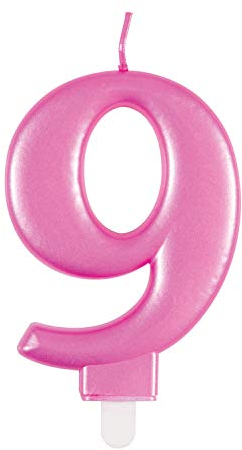 Dazzling Metallic Pink Number 9 Birthday Candle - Perfect Cake Topper for Unforgettable Milestones - 1 Pc