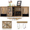 Sunix Schmuck-Organizer aus Holz, Wandmontage, rustikaler Schmuckhalter mit Holz-Scheunentür für Halsketten, Ohrringe, Armbänder, Ringe und abnehmbare Armbandstange mit Haken, Organizer zum Aufhängen