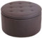 CLP Sitzhocker Evora Kunstleder I Stoff I Samt I Polsterhocker Rund I Gesteppter Hocker Mit Stauraum I Runder Hocker Gepolstert, Farbe:braun, Material:Kunstleder