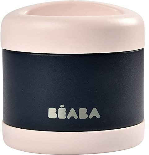 BÉABA, Portion de Conservation Repas Bébé/Enfant, Inox, Isotherme, Conserve Chaud/Froid Aliments, Double parois, 100% hermétique, 500 mL, Light pink/Night blue