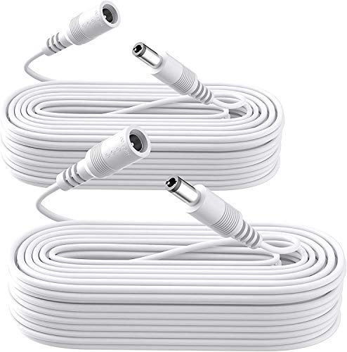 2 Pack Power Extension Cable, DC 12V Power Adapter Extension Cord, 10M 33ft 2.1mm x 5.5mm, Compatible with 12V DC Adapter Power Supply or Wall Charger for CCTV Security Camera IP Camera(2Pack, White)